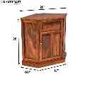 Ziya Solid Wood Sheesham Corner Cabinet(BTM)-7 Dimension
