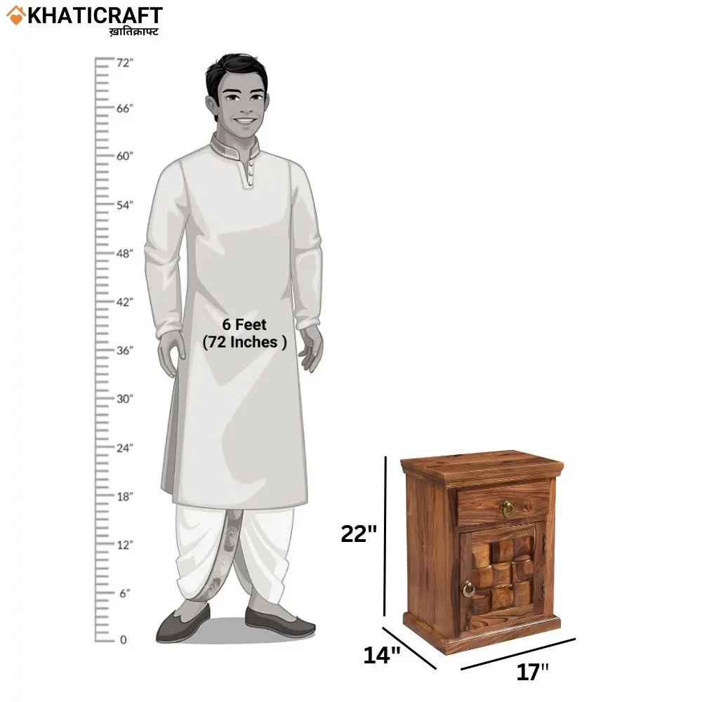 Niwar Bedside Table dimension
