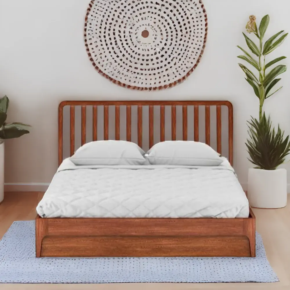 Ahan Solid Wood Bed King Size Box Storage