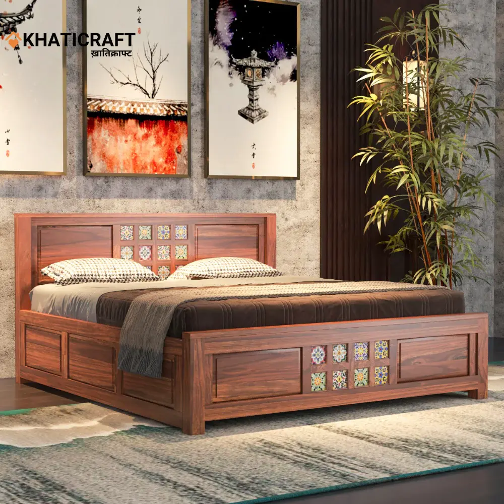 Chitra Solid Wood Bed King Size Box Storage