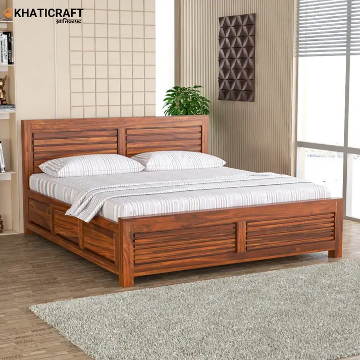 Dhara Solid Wood Bed King Size Box Storage