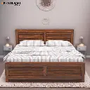 Dhara Solid Wood Bed King Size Box Storage Front angle