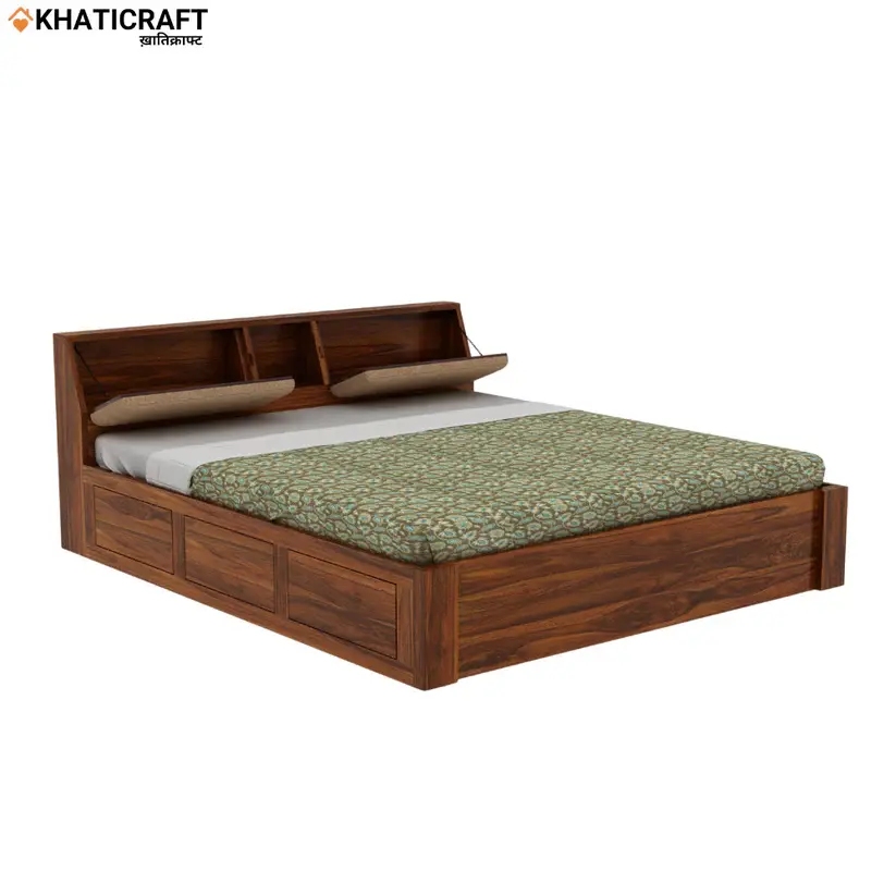 Ikshya Solid Wood Bed King Size Box Storage