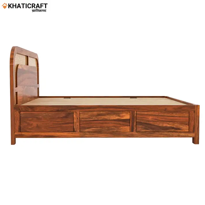 Naira Solid Wood Bed King Size Box Storage side view