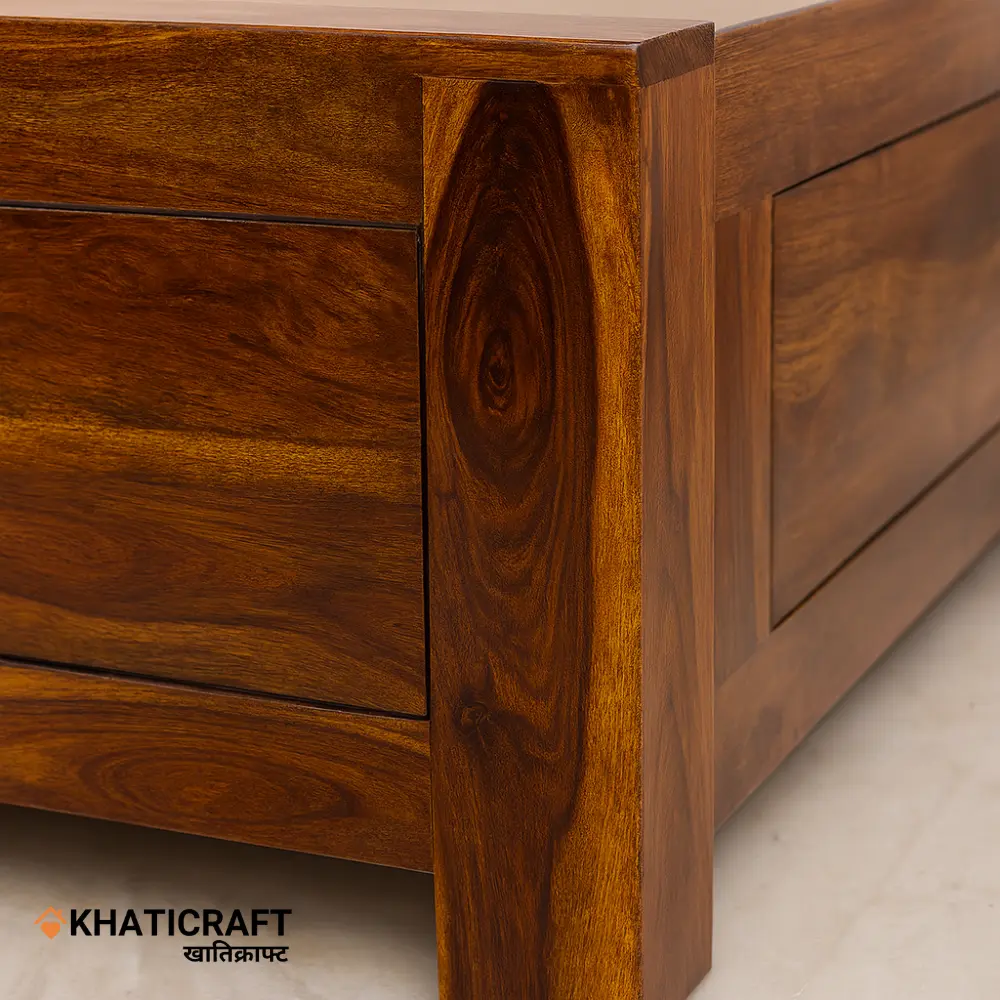 Hina Solid Wood Bed Queen Size Box Storage  side
