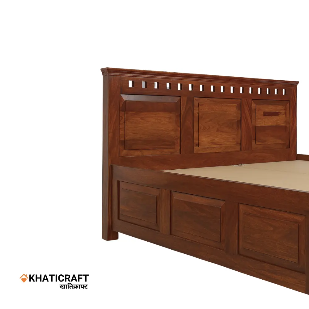 Kuber Solid Wood Bed King Size Box Storage
