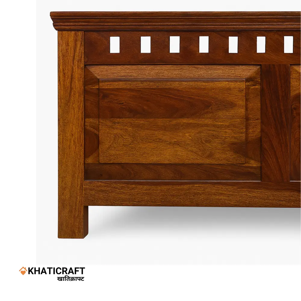 Kuber Solid Wood Bed Queen Size Box Storage