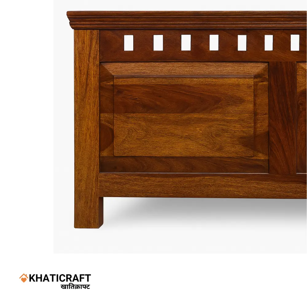 Kuber Solid Wood Bed King Size Without Storage
