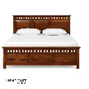 Kuber Solid Wood Bed King Size Without Storage