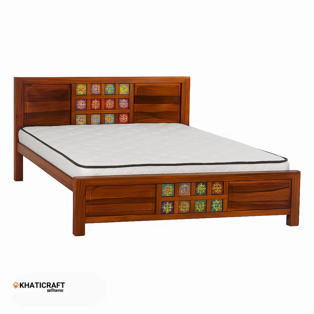 Chitra Solid Wood Bed King Size Without Storage