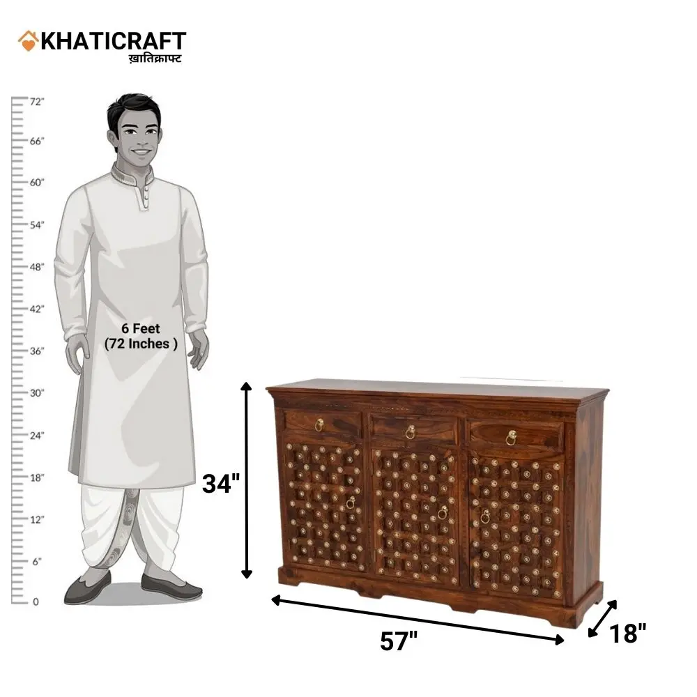 Tamra Solid Wood Sheesham Sideboard by Khaticraft (7).webp
