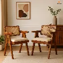 Rukm Armrest Sheesham Wood Chairs Set Of 2