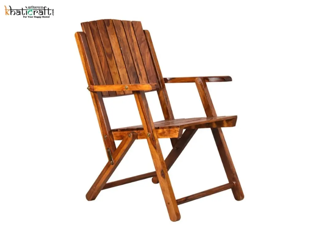 Vina Solid Wood Sheesham Folding Chair by Khaticraft (1).webp