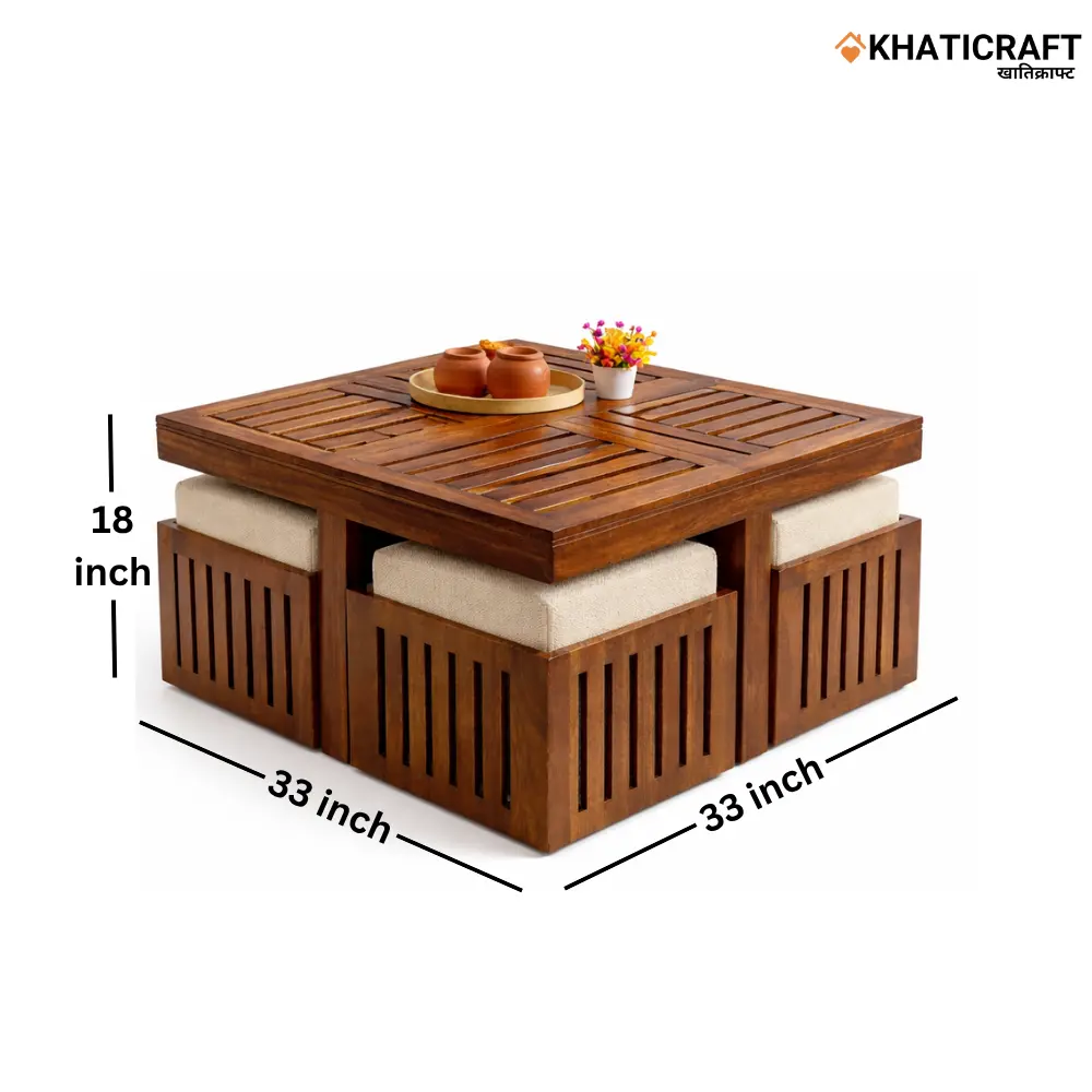 Dhara Nested Coffee Table Set of 5(1+4) By khaticraft