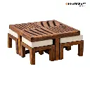 Dhara Nested Coffee Table Set of 5(1+4) with Plain Stool