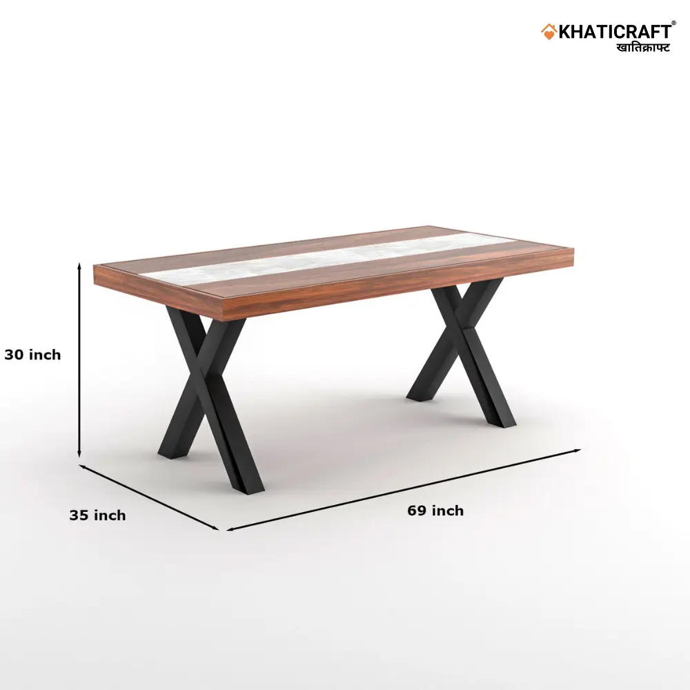 Akira 6 Seater Dining Table with Marble 7.webp