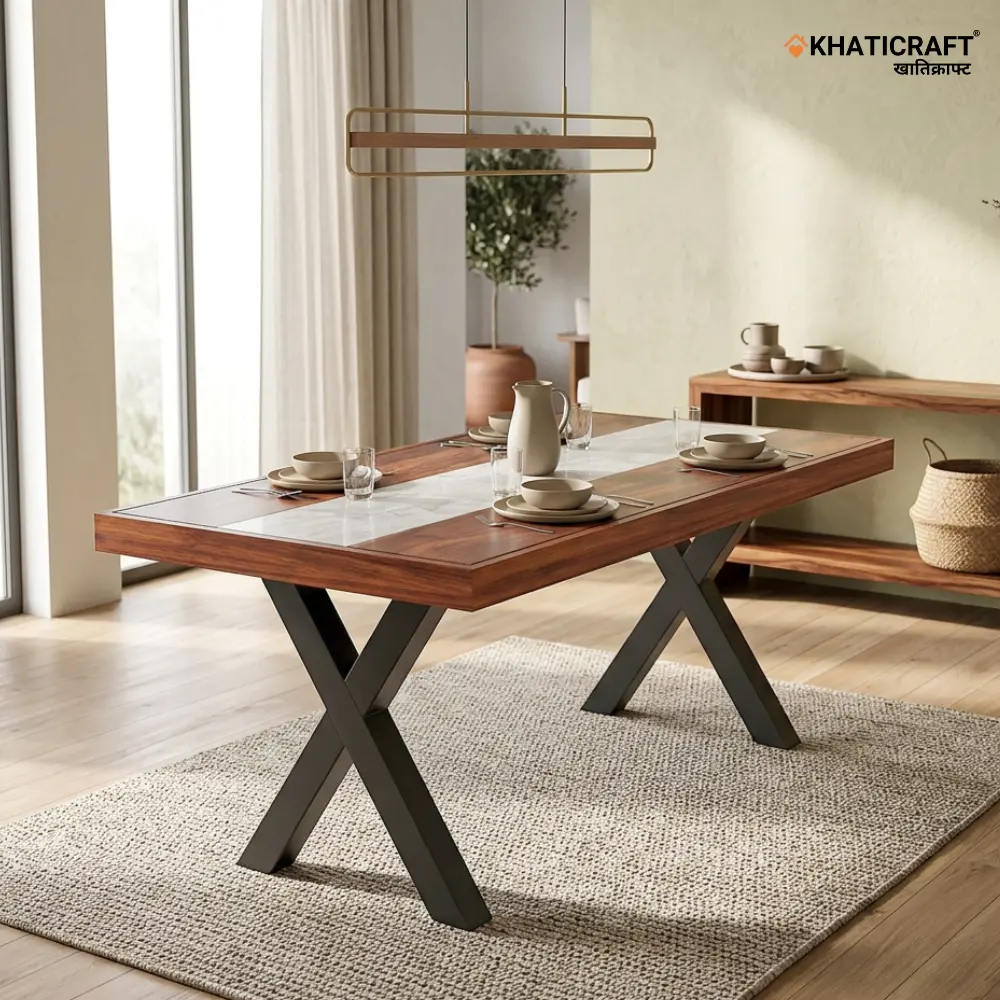 Akira 6 Seater Dining Table with Marble
