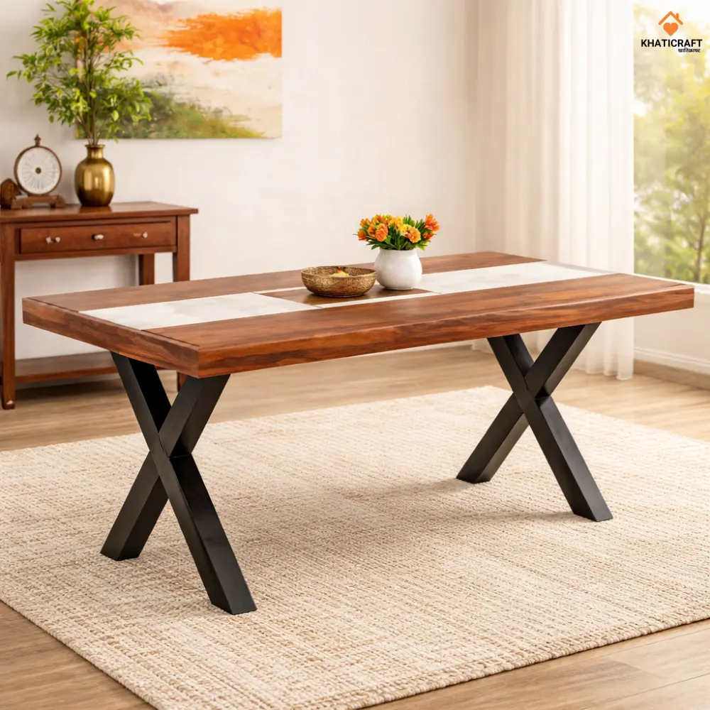 Akira 6 Seater Dining Table with Marble