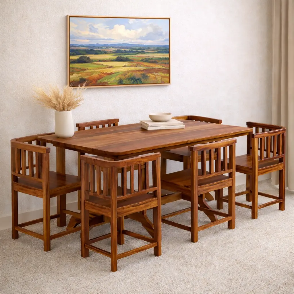 Sara 6 Seater Solid Wood Sheesham Dining Set
