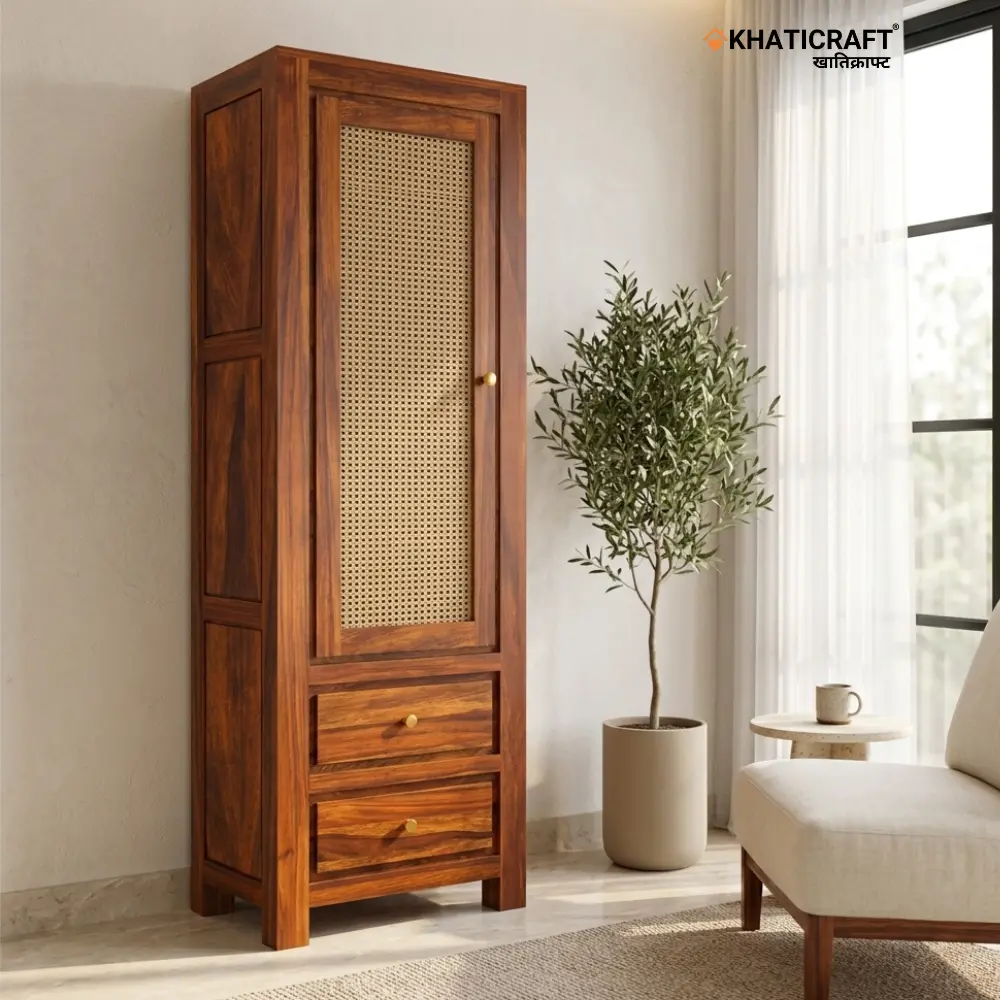 Hina Bookshelf With Rattan