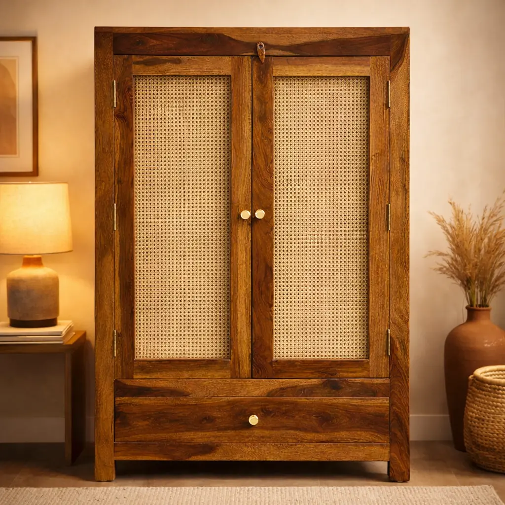 Ziya Bookshelf with Rattan