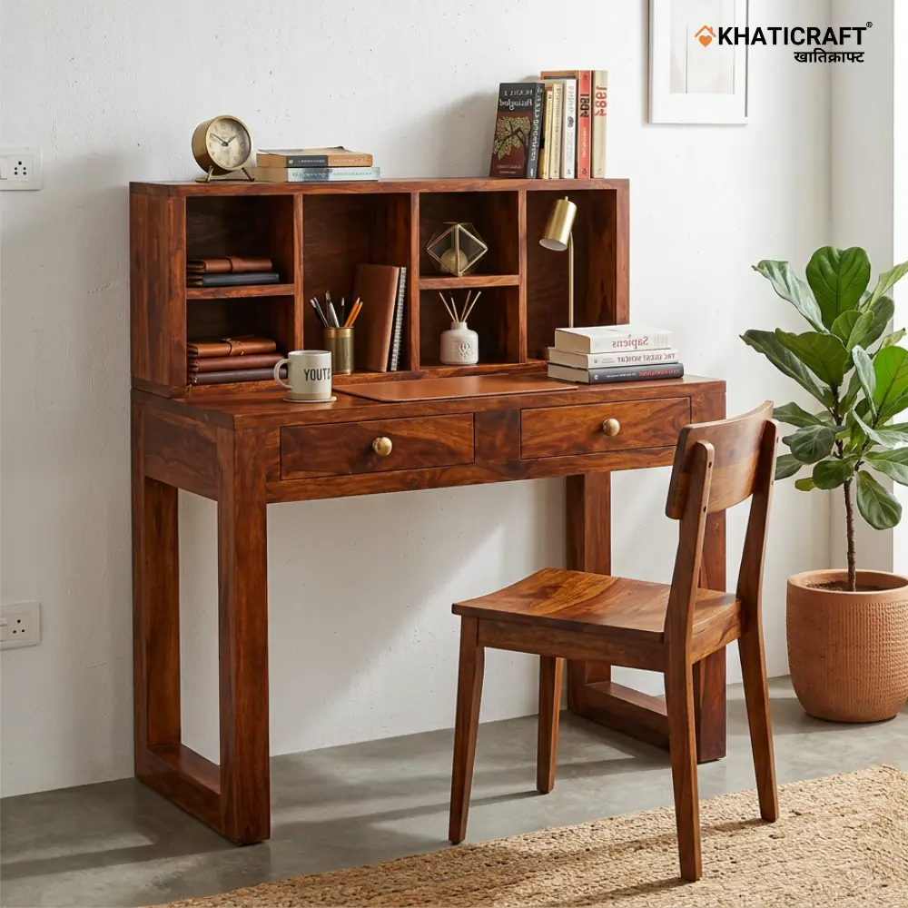 Arya II Study Table with Hina Wallshelf