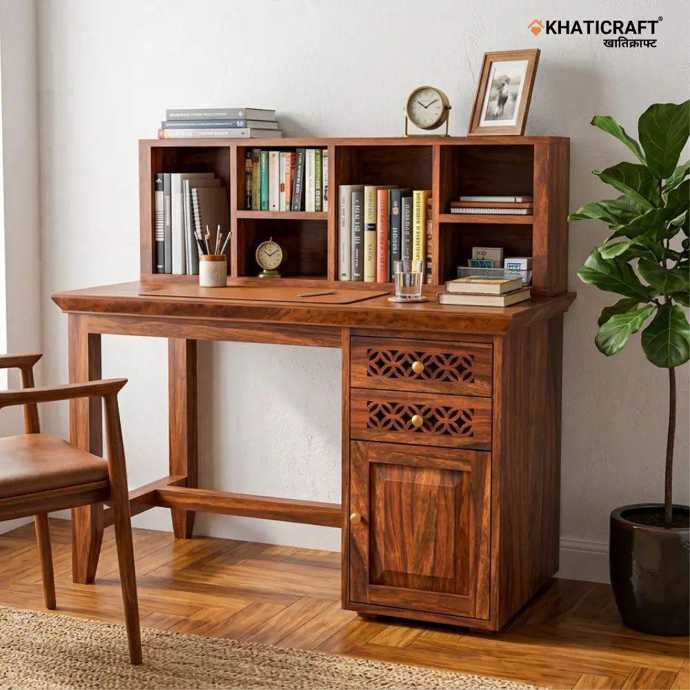 Mira Study Table with Hina Wallshelf