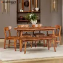 Kian 6 Seater Solid Wood Sheesham Dining Set With bench
