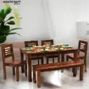 Hina Ulka 6 Seater Solid Wood Sheesham Dining Set with  Bench
