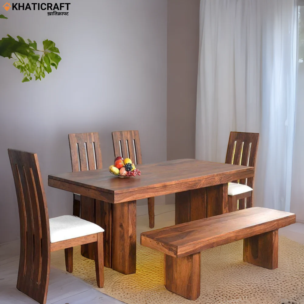 Hola Hana 6 Seater Solid Wood Sheesham Dining Set with Cushion