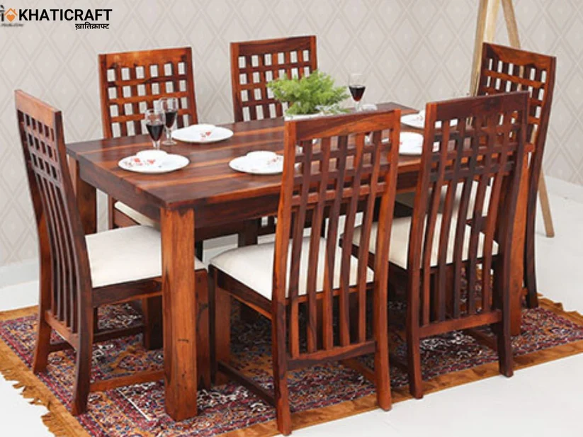 Hina Chavi 6 Seater Solid Wood Sheesham Dining Set with cushion