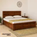 Hina Solid Wood Bed King Size Box Storage