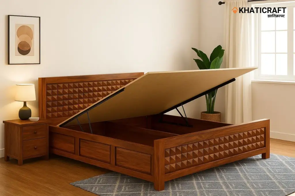 Stupa Solid Wood Bed King Size Hydraulic Storage