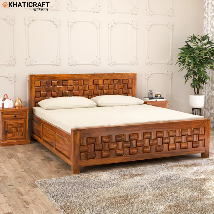 Niwar Solid Wood Bed Queen Size Box Storage
