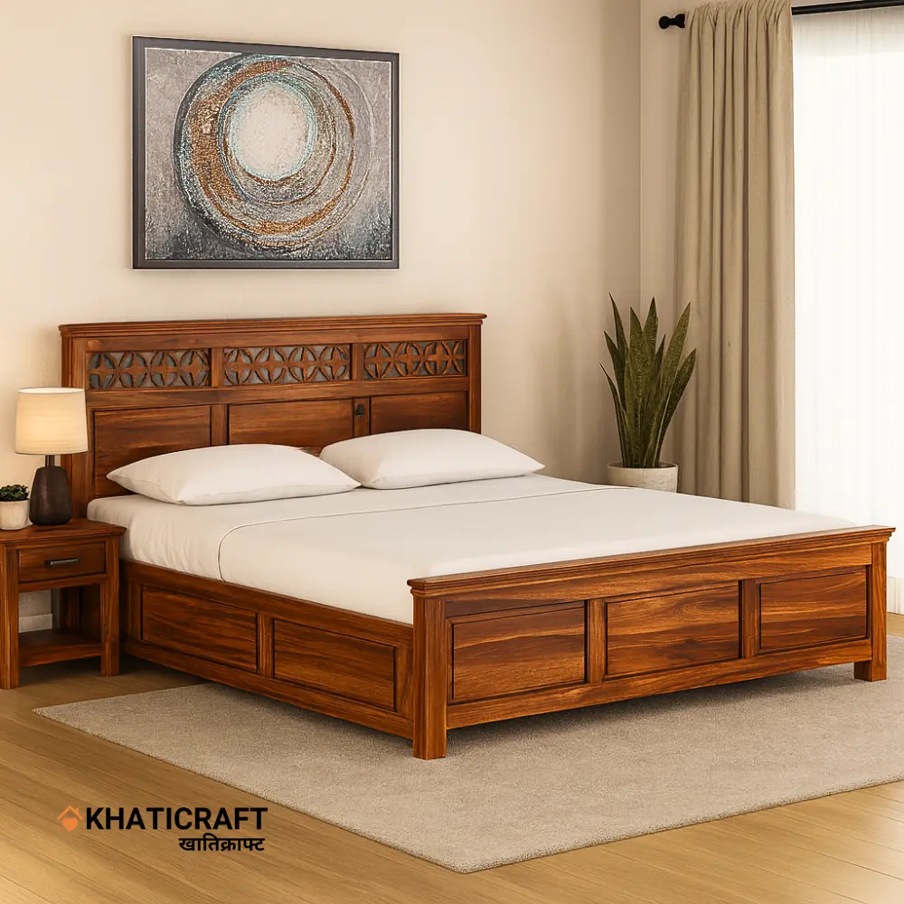 Mira Solid Wood Bed King Size Box Storage