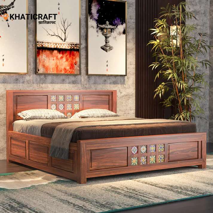 Chitra Solid Wood Bed Queen Size Box Storage
