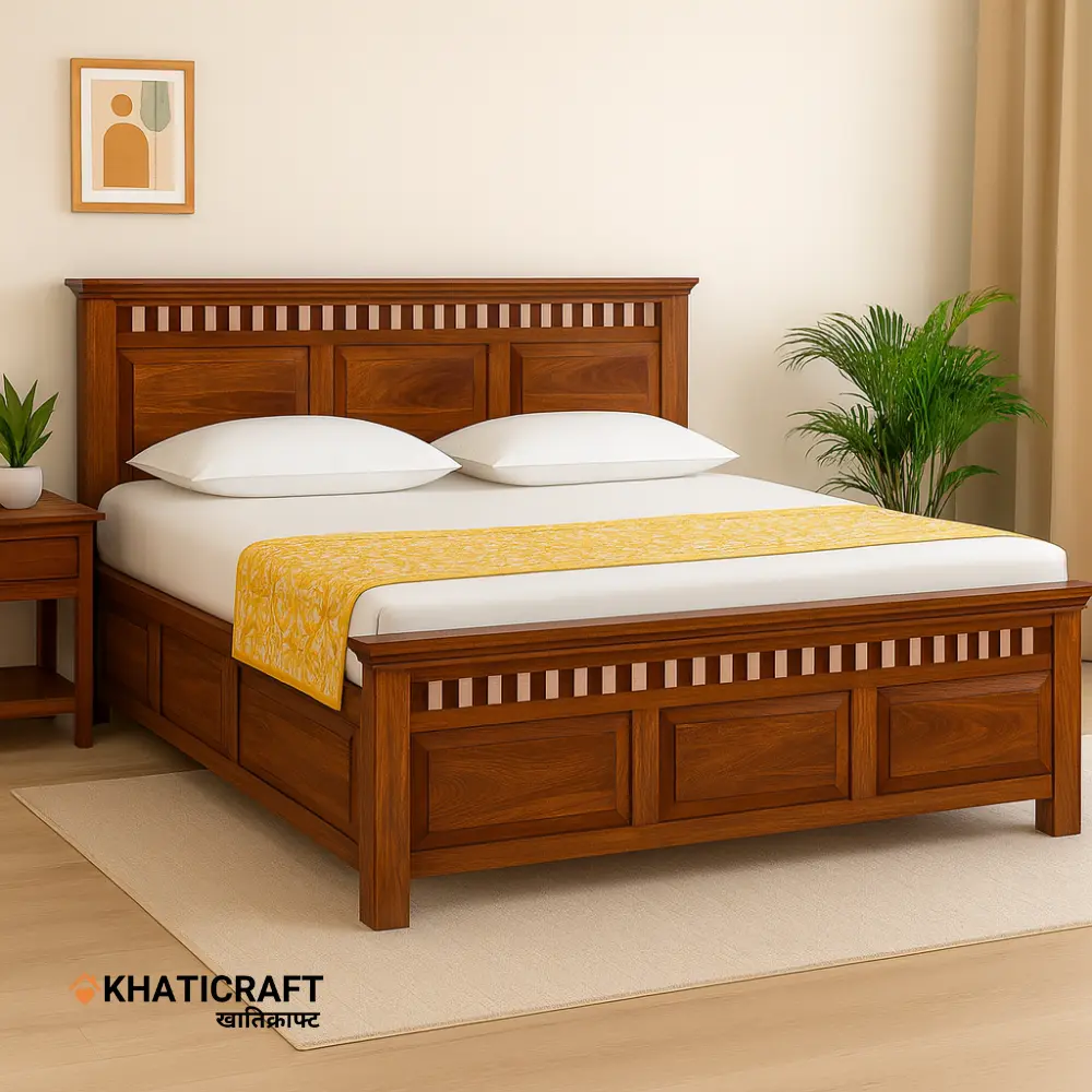 Kuber Solid Wood Bed Queen Size Box Storage