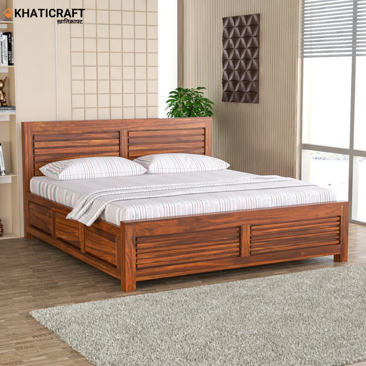 Dhara Solid Wood Bed King Size Box Storage