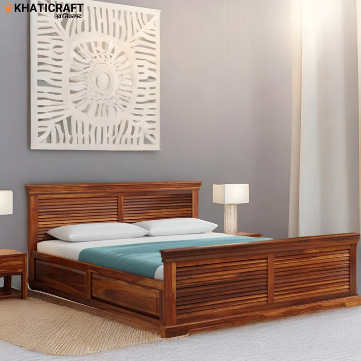 Daksha Solid Wood Bed King Size Box Storage