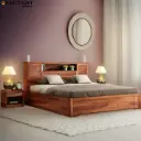 Arya Solid Wood Bed King Size Box Storage