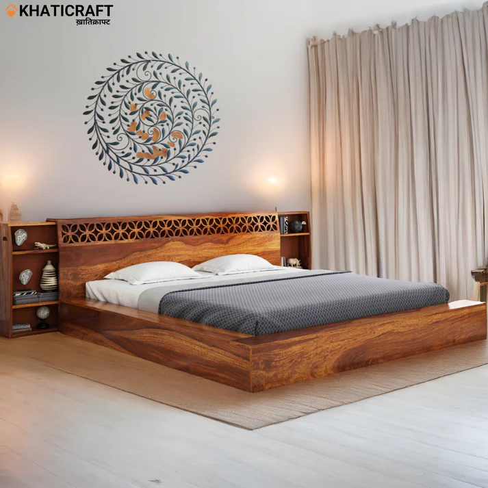 Nura Solid Wood Bed King Size Box Storage