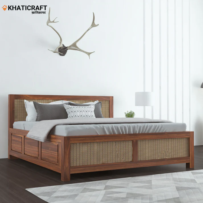 Rukm Solid Wood Bed King Size Box Storage