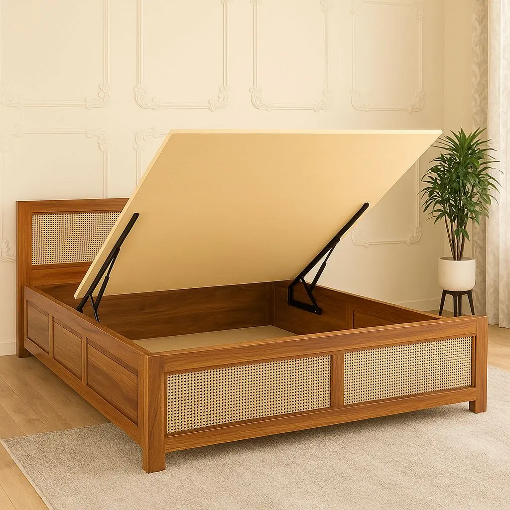 Rukm Solid Wood Bed King Size Hydraulic Storage