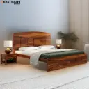 Maan Solid Wood Bed King Size Without Storage