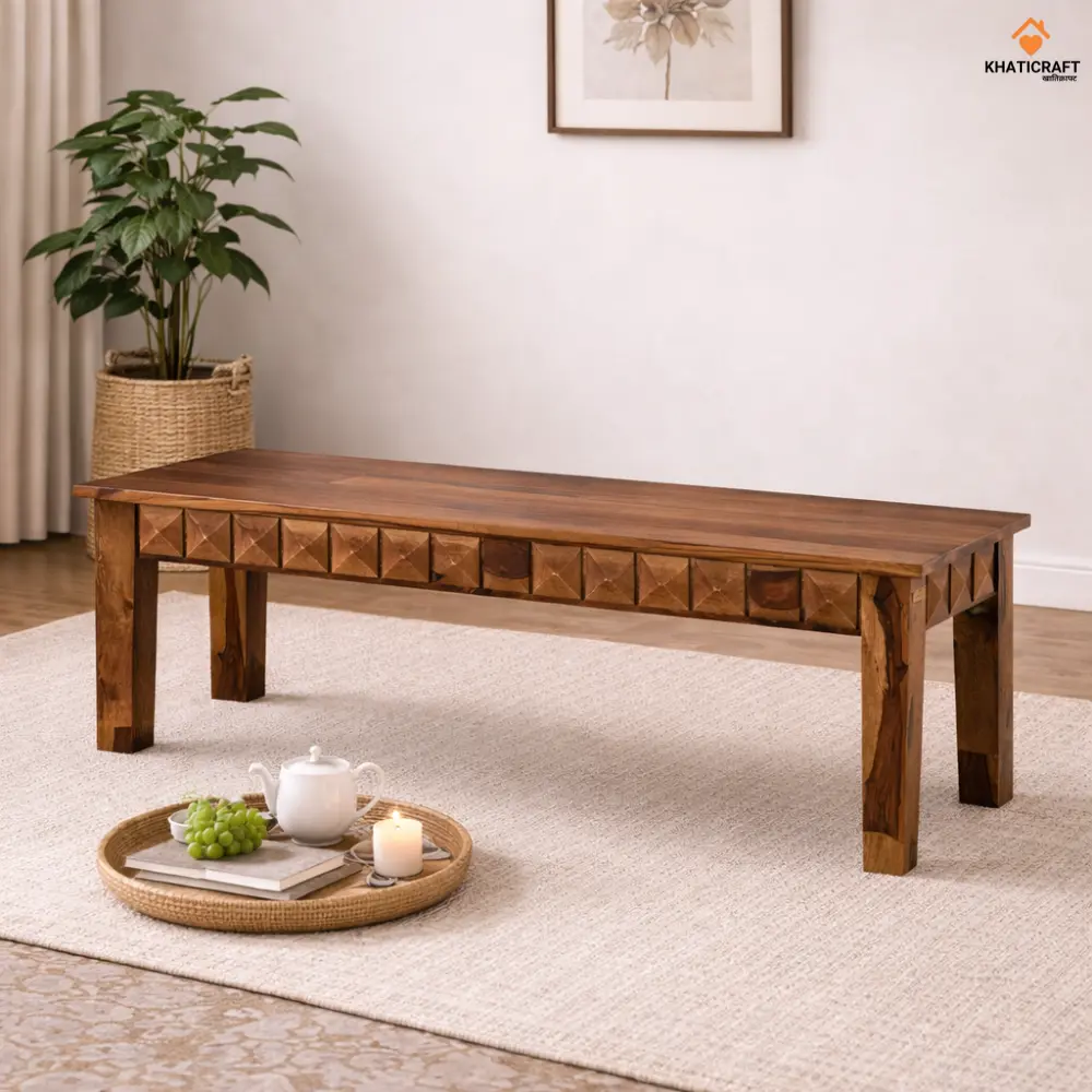 Stupa Solid Sheesham Wood Bench (5')