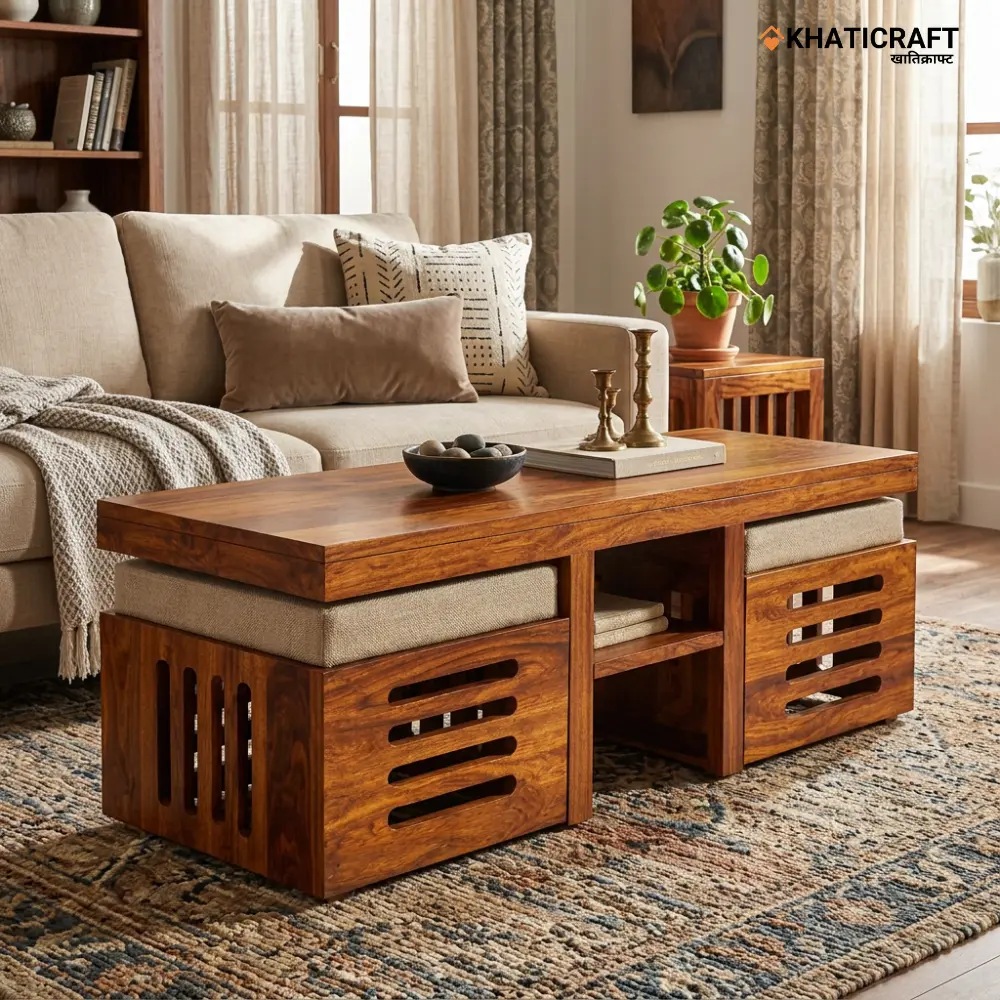 Ulka Nested Coffee Table Set of 3(1+2) 