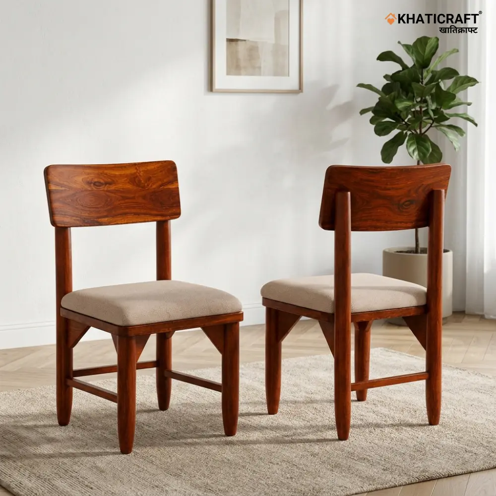 Ankani Sheesham Wood Chairs with Cushion-Set of 2   