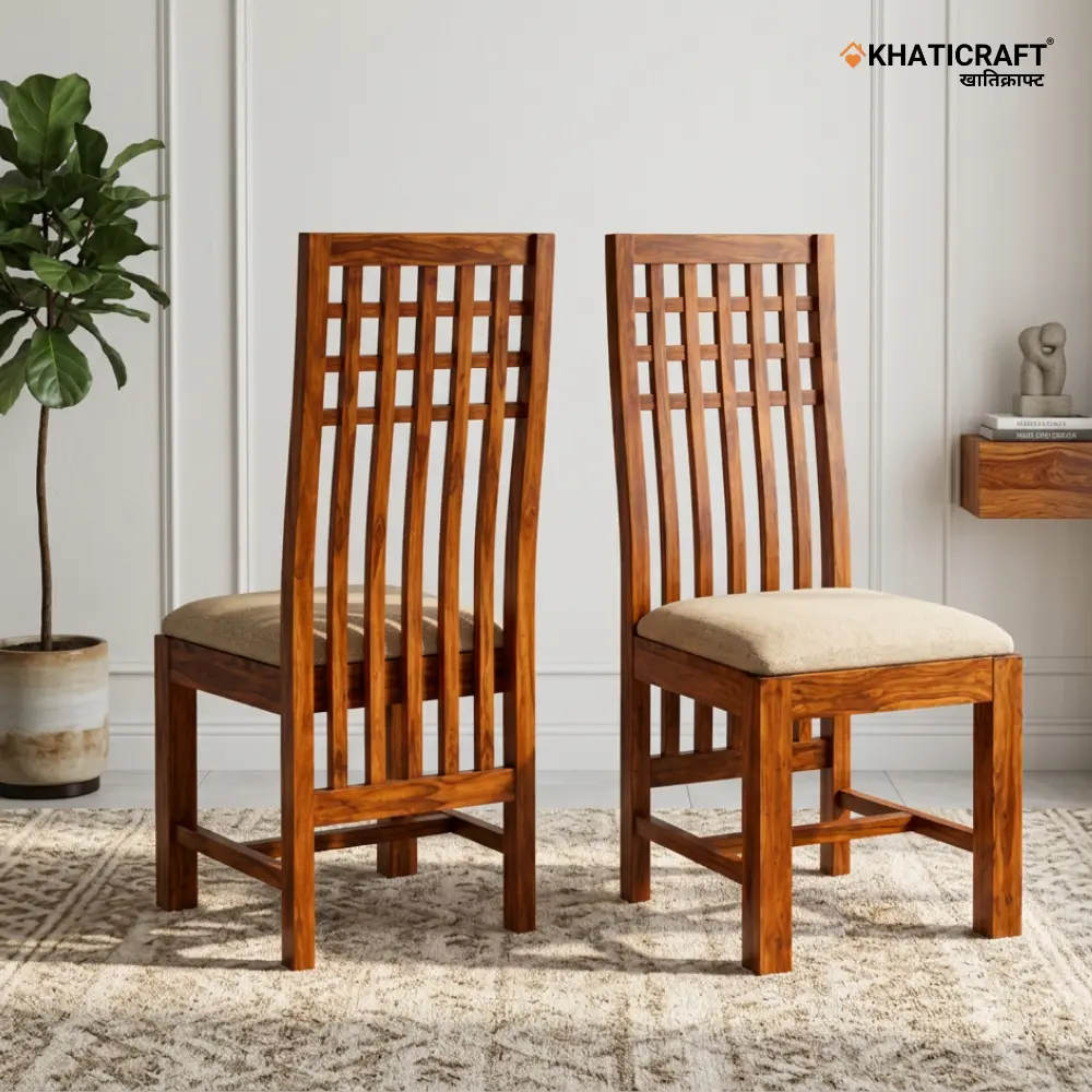 Chavi Sheesham Wood Chairs with Cushion-Set of 2