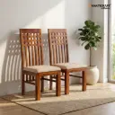 Chavi Sheesham Wood Chairs with Cushion-Set of 2