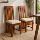 Hana Sheesham Wood Chairs with Cushion-Set of 2 